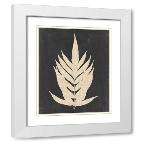 Linen Fern II White Modern Wood Framed Art Print with Double Matting by Vision Studio