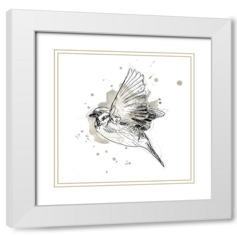 Gestural Bird Study I White Modern Wood Framed Art Print with Double Matting by Vess, June Erica