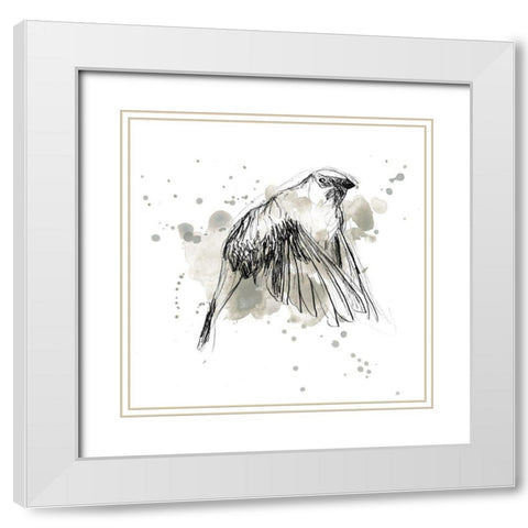 Gestural Bird Study IV White Modern Wood Framed Art Print with Double Matting by Vess, June Erica