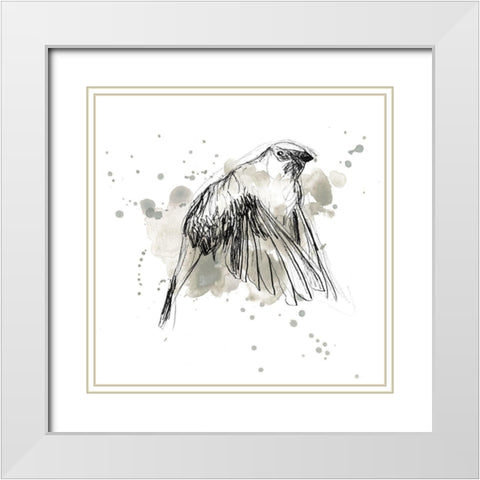 Gestural Bird Study IV White Modern Wood Framed Art Print with Double Matting by Vess, June Erica