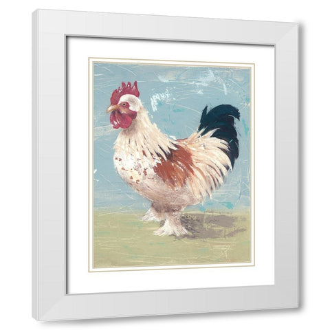 Farm Life-Chickens II White Modern Wood Framed Art Print with Double Matting by Reynolds, Jade