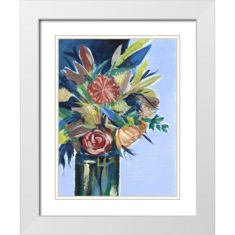 Flowers in a Vase I White Modern Wood Framed Art Print with Double Matting by Wang, Melissa