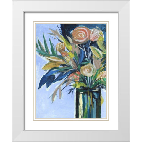 Flowers in a Vase II White Modern Wood Framed Art Print with Double Matting by Wang, Melissa