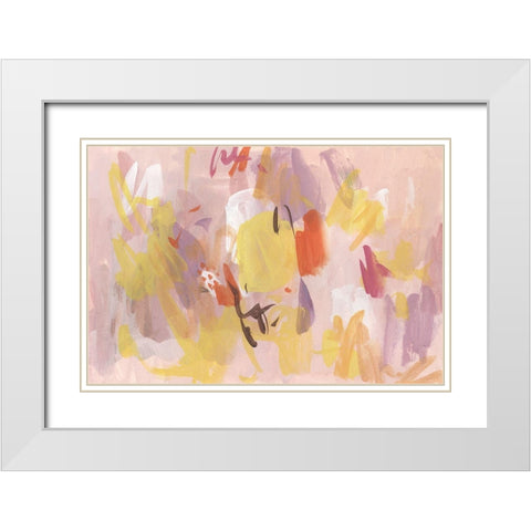 Pink Abstraction I White Modern Wood Framed Art Print with Double Matting by Wang, Melissa