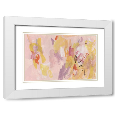 Pink Abstraction II White Modern Wood Framed Art Print with Double Matting by Wang, Melissa