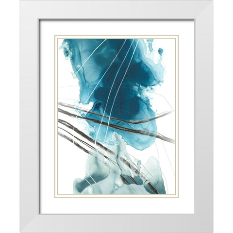 Bella Indigo II White Modern Wood Framed Art Print with Double Matting by Vess, June Erica