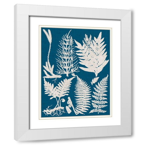 Linen and Blue Ferns II White Modern Wood Framed Art Print with Double Matting by Vision Studio