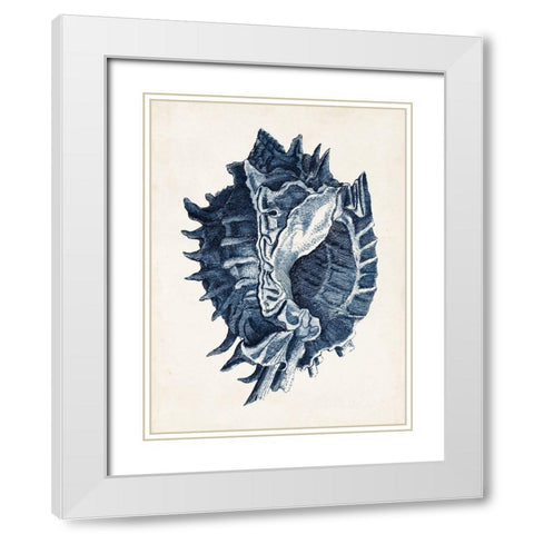 Coastal Collection in Indigo I White Modern Wood Framed Art Print with Double Matting by Vision Studio
