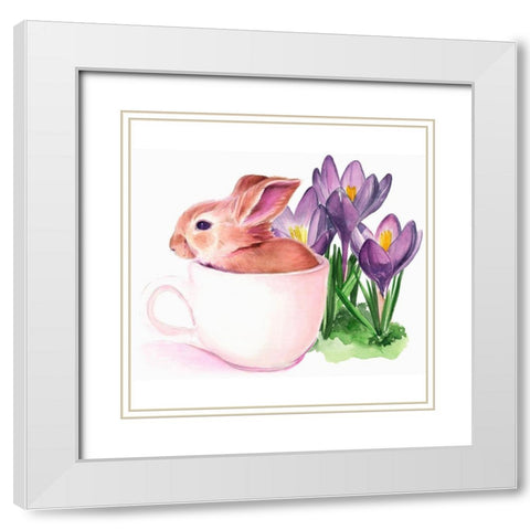 Bunny Crossing I White Modern Wood Framed Art Print with Double Matting by Parker, Jennifer Paxton