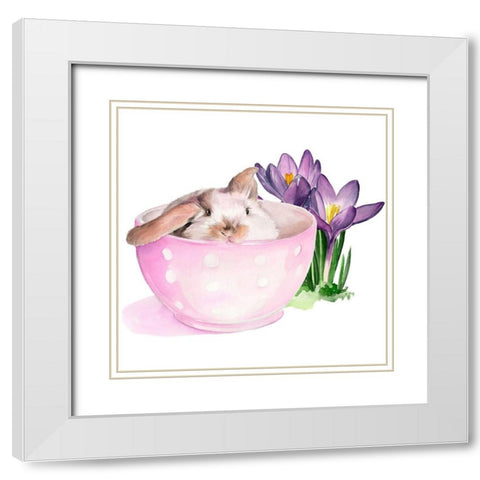 Bunny Crossing II White Modern Wood Framed Art Print with Double Matting by Parker, Jennifer Paxton