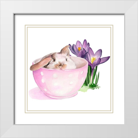 Bunny Crossing II White Modern Wood Framed Art Print with Double Matting by Parker, Jennifer Paxton