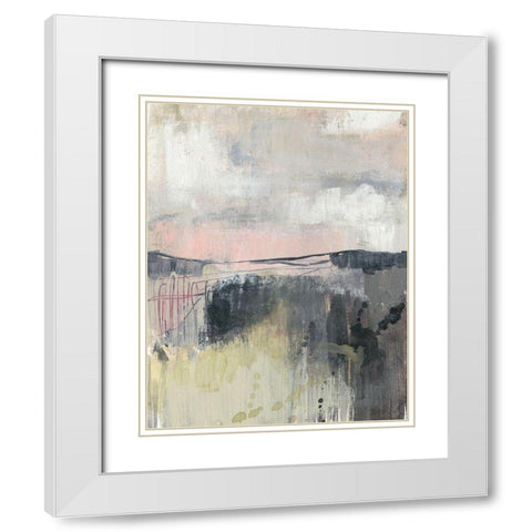 Blush Horizon I White Modern Wood Framed Art Print with Double Matting by Goldberger, Jennifer