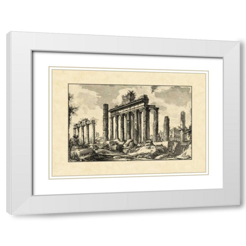 Vintage Roman Ruins I White Modern Wood Framed Art Print with Double Matting by Piranesi, Giovanni