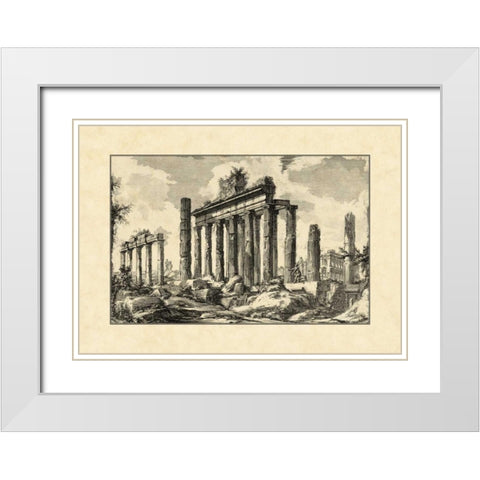 Vintage Roman Ruins I White Modern Wood Framed Art Print with Double Matting by Piranesi, Giovanni