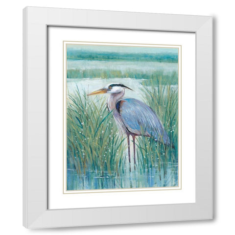 Wetland Heron II White Modern Wood Framed Art Print with Double Matting by OToole, Tim