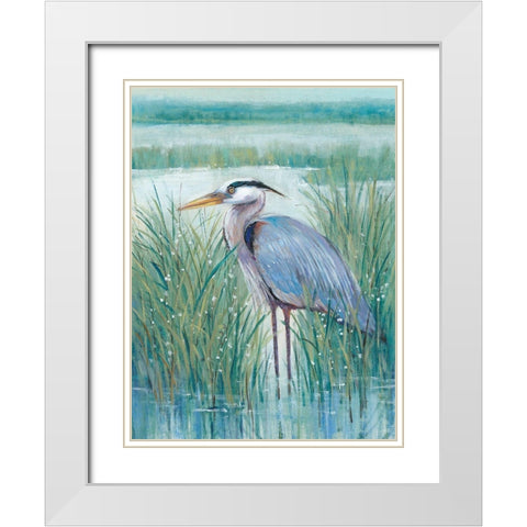 Wetland Heron II White Modern Wood Framed Art Print with Double Matting by OToole, Tim