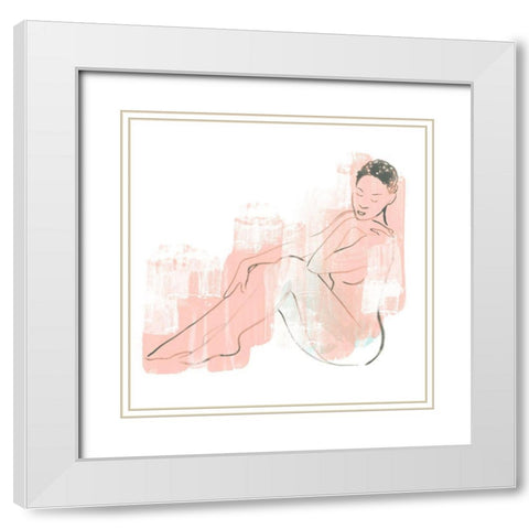 Colorblock Figure I White Modern Wood Framed Art Print with Double Matting by Vess, June Erica