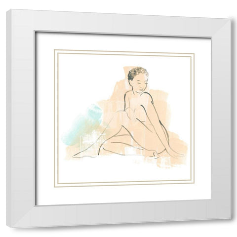Colorblock Figure II White Modern Wood Framed Art Print with Double Matting by Vess, June Erica