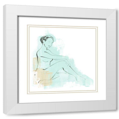 Colorblock Figure III White Modern Wood Framed Art Print with Double Matting by Vess, June Erica