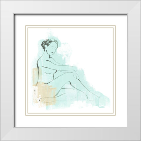 Colorblock Figure III White Modern Wood Framed Art Print with Double Matting by Vess, June Erica