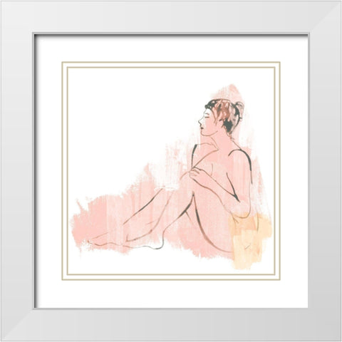 Colorblock Figure IV White Modern Wood Framed Art Print with Double Matting by Vess, June Erica