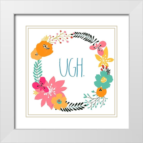 Snarky Florals IV White Modern Wood Framed Art Print with Double Matting by Vess, June Erica
