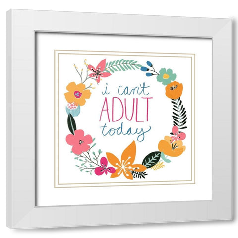 Snarky Florals V White Modern Wood Framed Art Print with Double Matting by Vess, June Erica