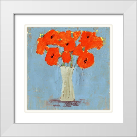 Orange Poppy Impression II White Modern Wood Framed Art Print with Double Matting by Borges, Victoria