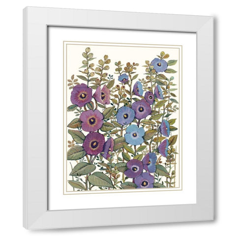 Hollyhocks in Bloom I White Modern Wood Framed Art Print with Double Matting by OToole, Tim