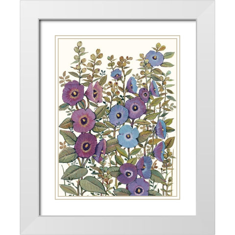 Hollyhocks in Bloom I White Modern Wood Framed Art Print with Double Matting by OToole, Tim