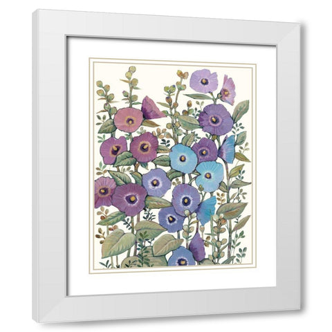 Hollyhocks in Bloom II White Modern Wood Framed Art Print with Double Matting by OToole, Tim