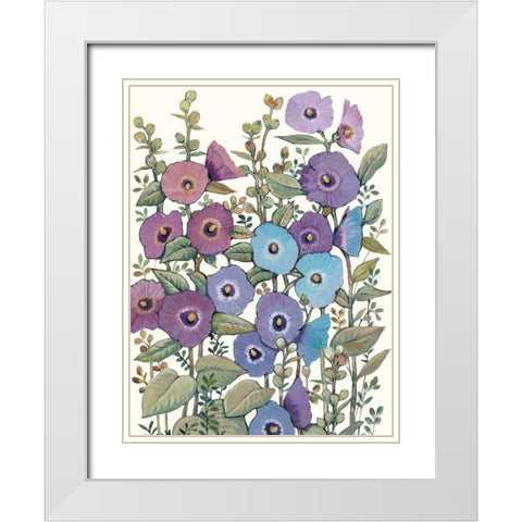 Hollyhocks in Bloom II White Modern Wood Framed Art Print with Double Matting by OToole, Tim