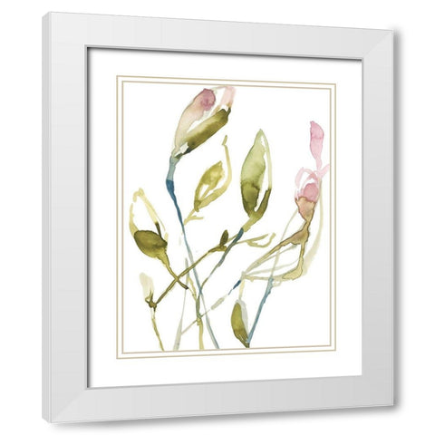 Blooming Stems I White Modern Wood Framed Art Print with Double Matting by Goldberger, Jennifer