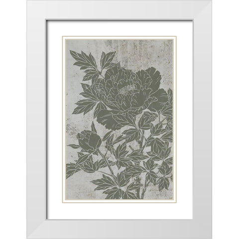 Blooming Peony II White Modern Wood Framed Art Print with Double Matting by Wang, Melissa