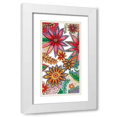 Flowering Garden Whimsy I White Modern Wood Framed Art Print with Double Matting by Moore, Regina
