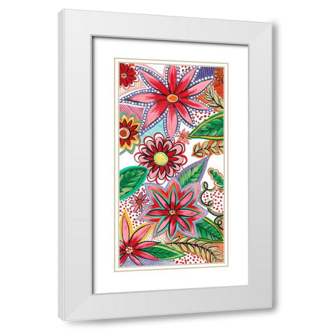 Flowering Garden Whimsy II White Modern Wood Framed Art Print with Double Matting by Moore, Regina