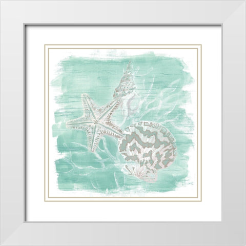 Weathered Shell Assortment II White Modern Wood Framed Art Print with Double Matting by Vess, June Erica