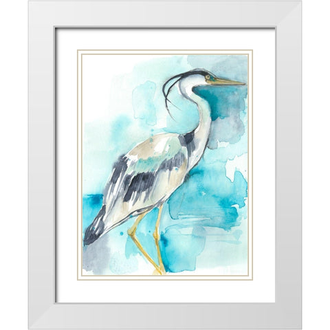Heron Splash I White Modern Wood Framed Art Print with Double Matting by Goldberger, Jennifer