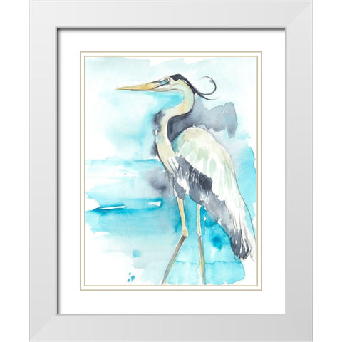 Heron Splash II White Modern Wood Framed Art Print with Double Matting by Goldberger, Jennifer