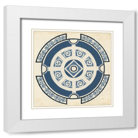 Indigo Motif VI White Modern Wood Framed Art Print with Double Matting by Vess, June Erica