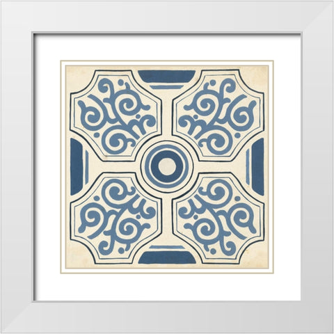 Indigo Motif IX White Modern Wood Framed Art Print with Double Matting by Vess, June Erica