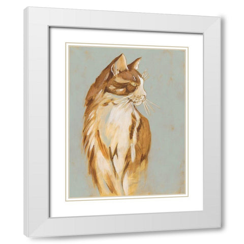 Lap Cat I White Modern Wood Framed Art Print with Double Matting by Zarris, Chariklia