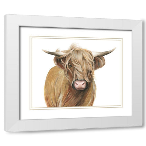 Highland Cattle I White Modern Wood Framed Art Print with Double Matting by Popp, Grace