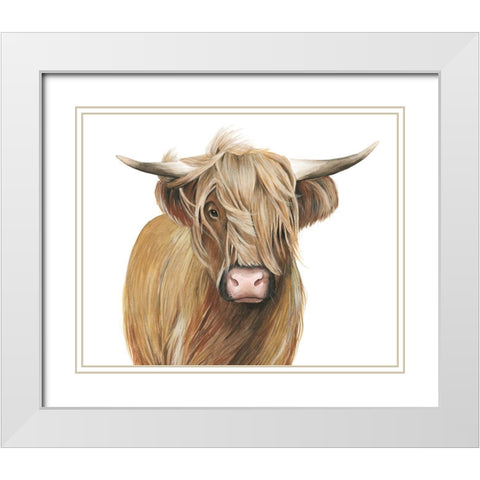 Highland Cattle I White Modern Wood Framed Art Print with Double Matting by Popp, Grace