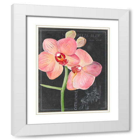 Chalkboard Flower I White Modern Wood Framed Art Print with Double Matting by Parker, Jennifer Paxton
