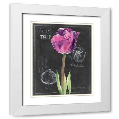 Chalkboard Flower IV White Modern Wood Framed Art Print with Double Matting by Parker, Jennifer Paxton