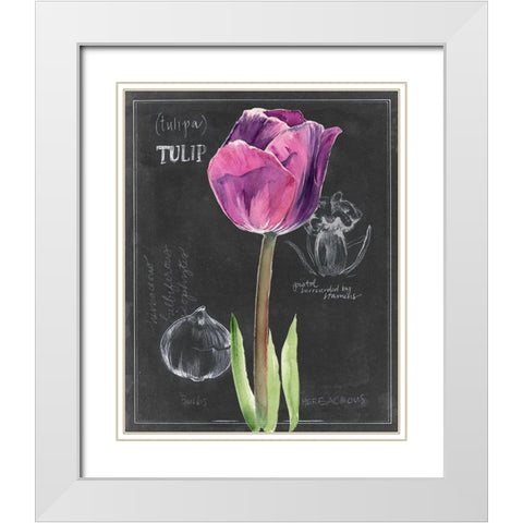 Chalkboard Flower IV White Modern Wood Framed Art Print with Double Matting by Parker, Jennifer Paxton