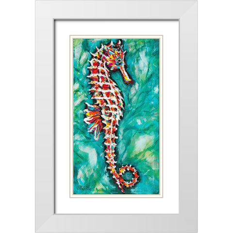 Radiant Seahorse I White Modern Wood Framed Art Print with Double Matting by Vitaletti, Carolee