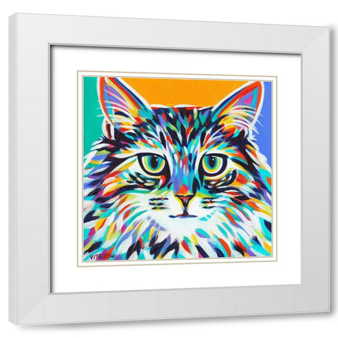 Dramatic Cats I White Modern Wood Framed Art Print with Double Matting by Vitaletti, Carolee