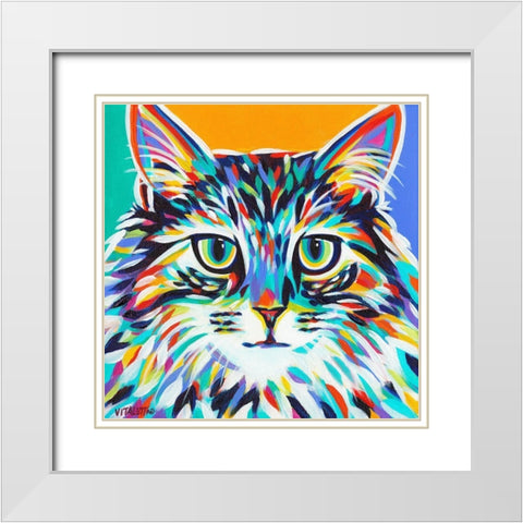 Dramatic Cats I White Modern Wood Framed Art Print with Double Matting by Vitaletti, Carolee